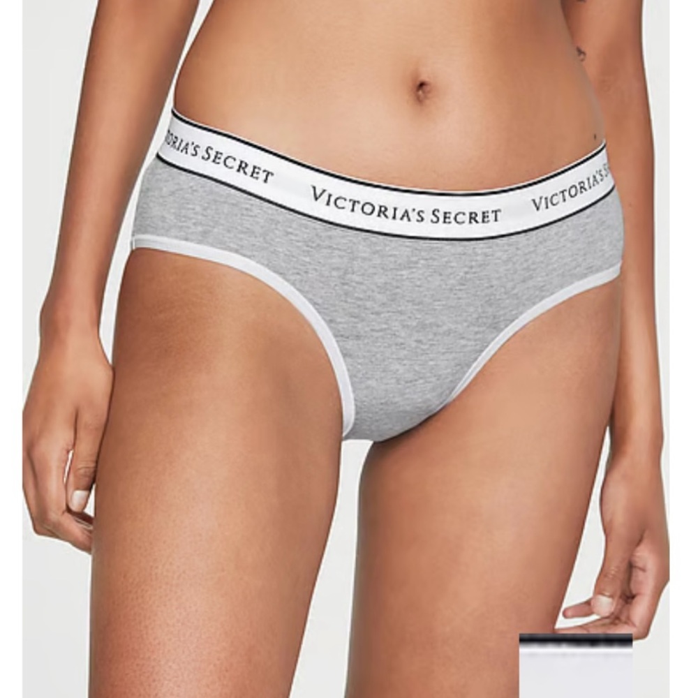 New Victoria's Secret Logo waistband grey Hiphugger panties medium